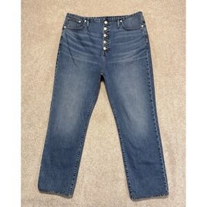 Madewell Jeans 90's Straight Women Size 32 Elastic Waist Button Fly High Rise